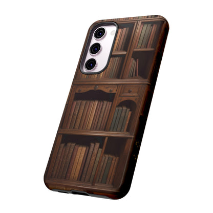 Book Shelf Phone Case – Vintage Library Design for iPhone, Samsung Galaxy, and Google Pixel Devices