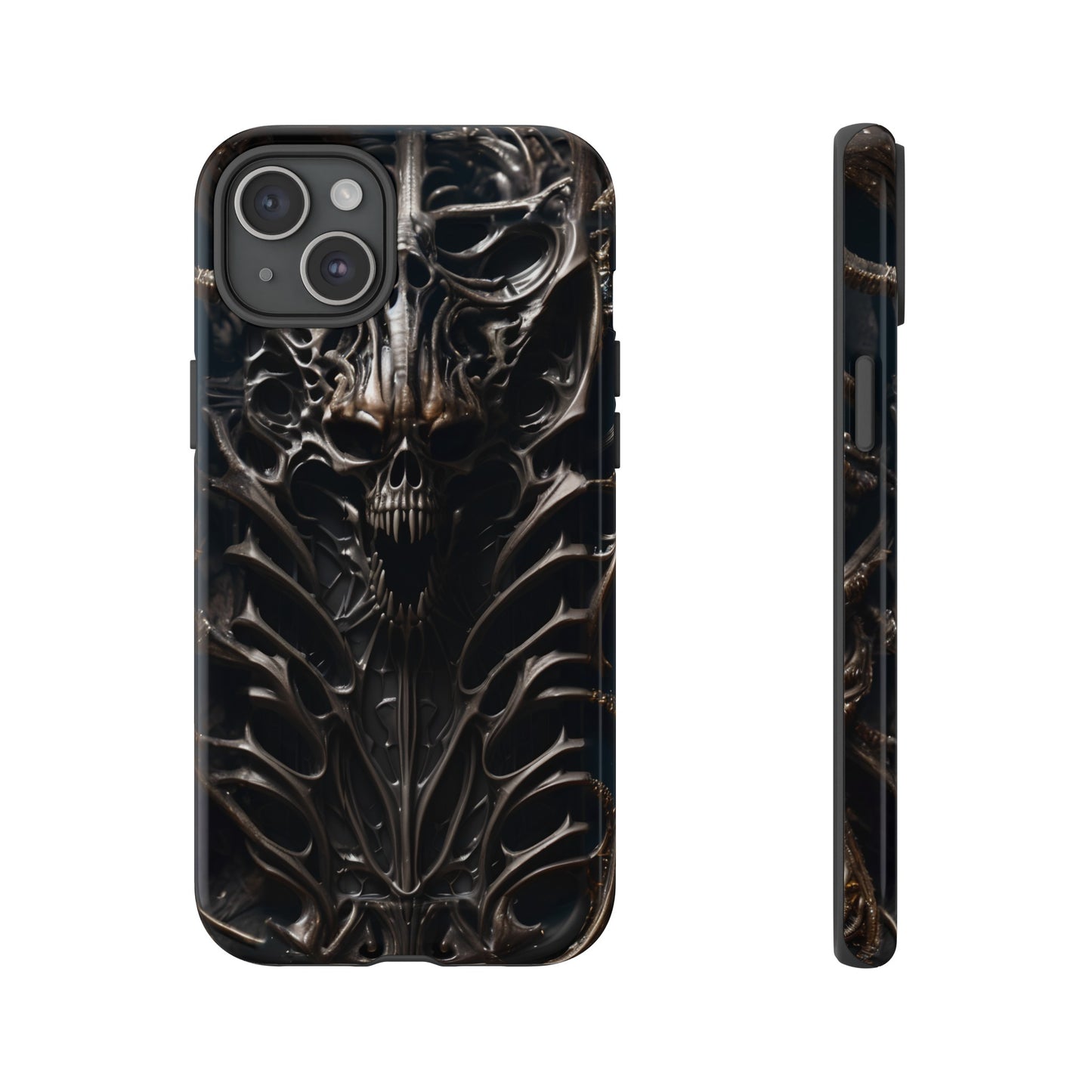 Biomechanical Horror 3 Tough Phone Case – Futuristic Alien Skull Design for iPhone, Samsung Galaxy, and Google Pixel Devices