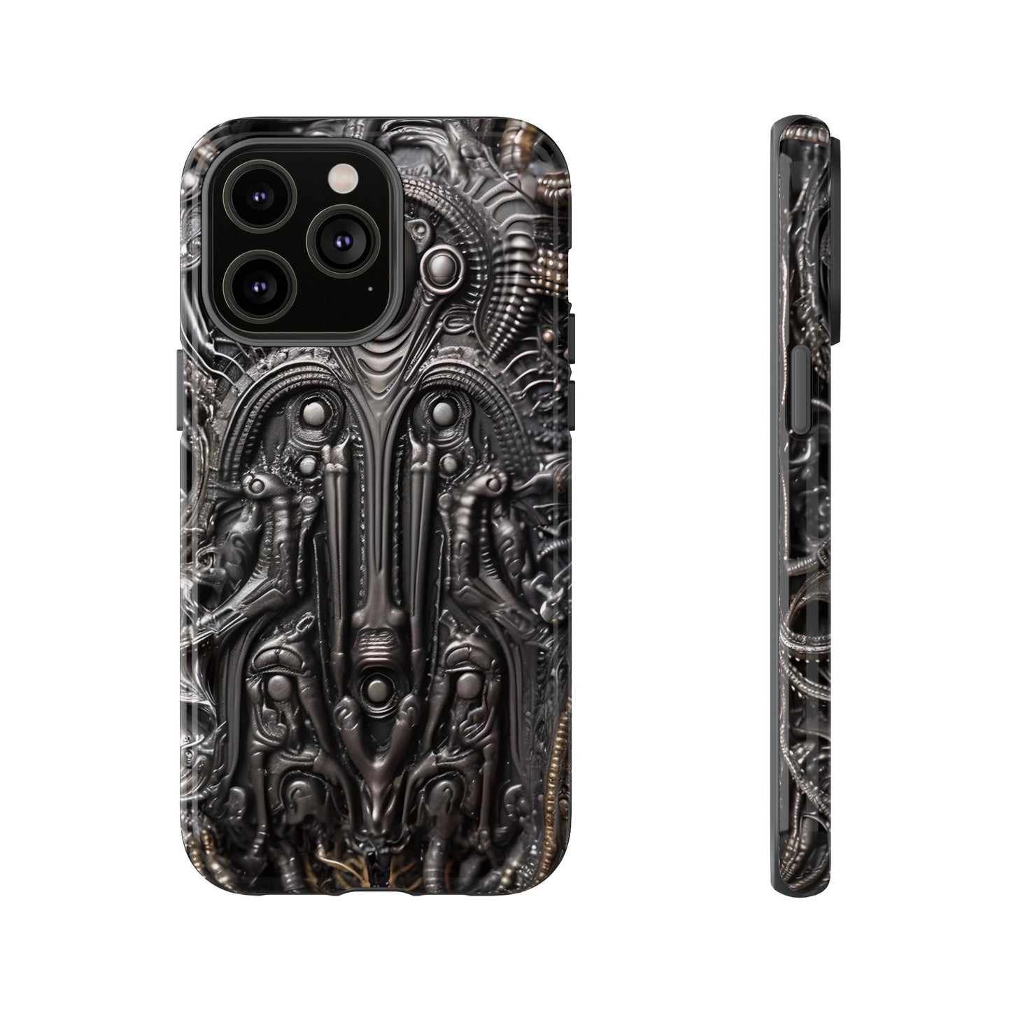 Biomechanical Horror Phone Case – Dark Sci-Fi Design for iPhone, Samsung Galaxy, Google Pixel Devices