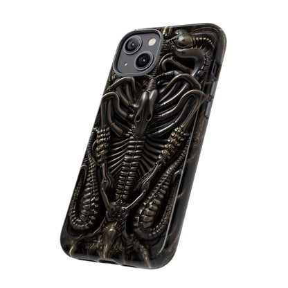 Biomechanical Nightmares Tough Phone Case – Alien Horror Design for iPhone and Samsung Galaxy Devices