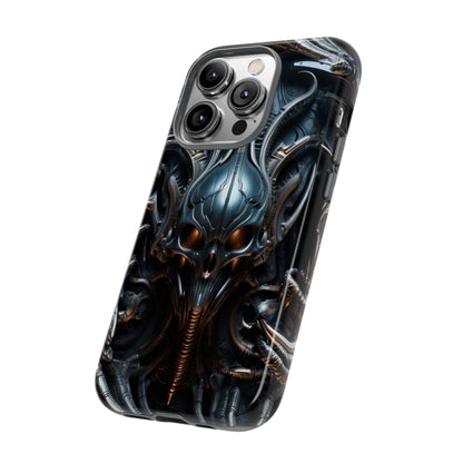 Metallic Alien Mask Phone Case – Futuristic Alien Horror Design for iPhone, Samsung Galaxy, and Google Pixel Devices