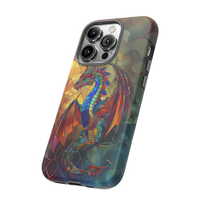 Stained Glass Dragon Phone Case - Colorful Fantasy Design for iPhone, Samsung Galaxy, Google Pixel Devices