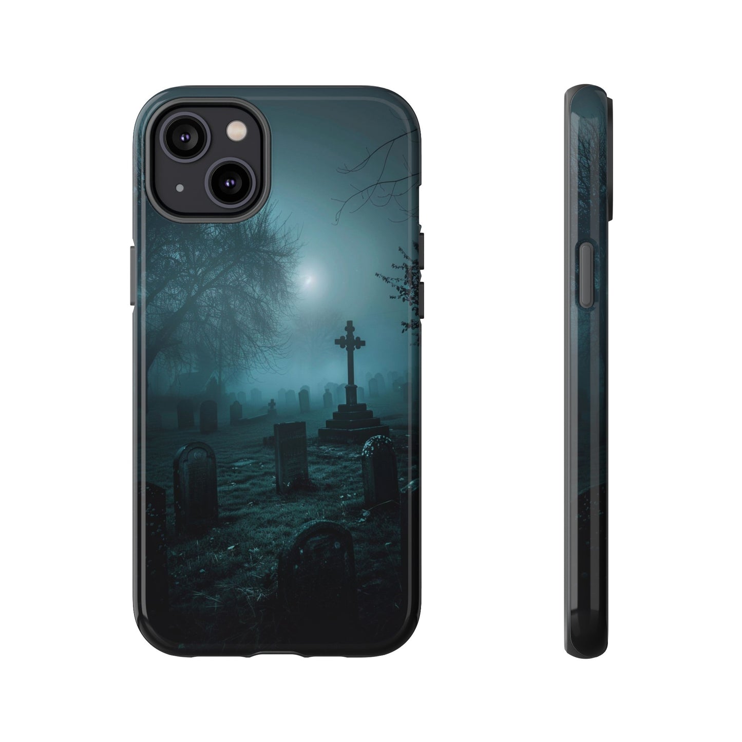 Graveyard at Night Phone Case – Eerie Cemetery Design for iPhone, Samsung Galaxy, and Google Pixel Devices