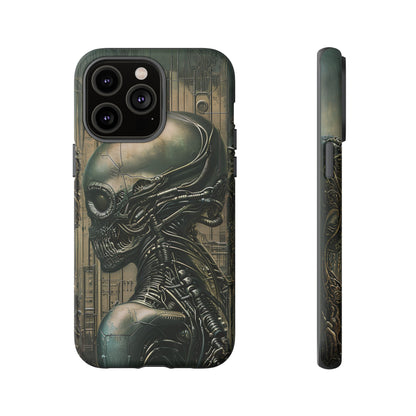 Biomechanical Android Phone Case – Futuristic Alien Horror H.R. Giger-Inspired Design for iPhone, Samsung Galaxy, and Google Pixel Devices