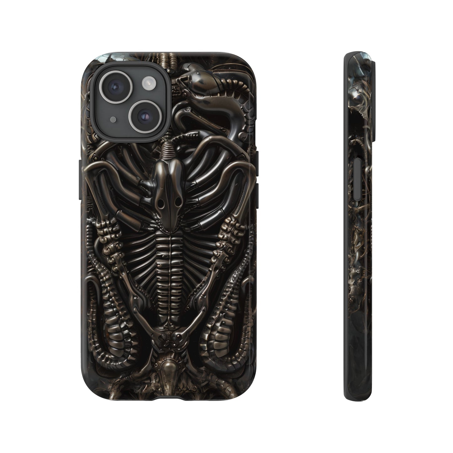 Biomechanical Nightmares Tough Phone Case – Alien Horror Design for iPhone and Samsung Galaxy Devices