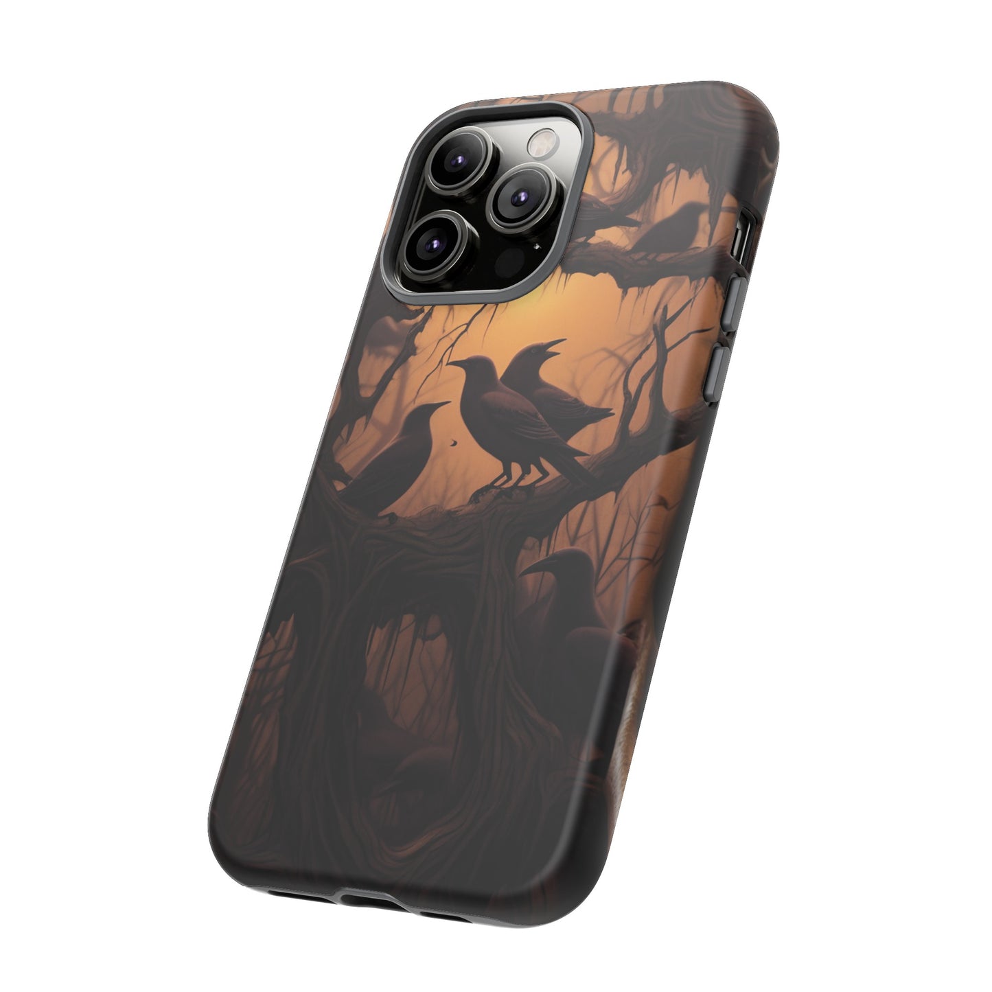 Ravens at Dusk Phone Case – Gothic Halloween Design with Edgar Allan Poe Inspired Crows for iPhone, Samsung Galaxy, and Google Pixel Devices