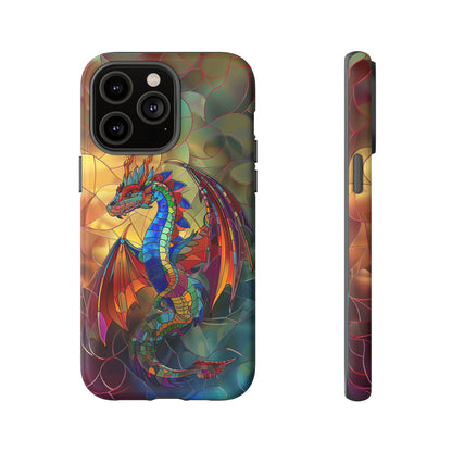 Stained Glass Dragon Phone Case - Colorful Fantasy Design for iPhone, Samsung Galaxy, Google Pixel Devices