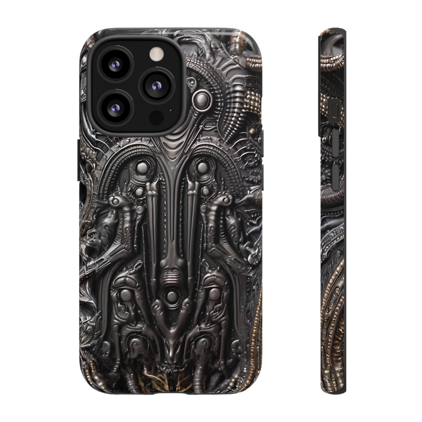 Biomechanical Horror Phone Case – Dark Sci-Fi Design for iPhone, Samsung Galaxy, Google Pixel Devices