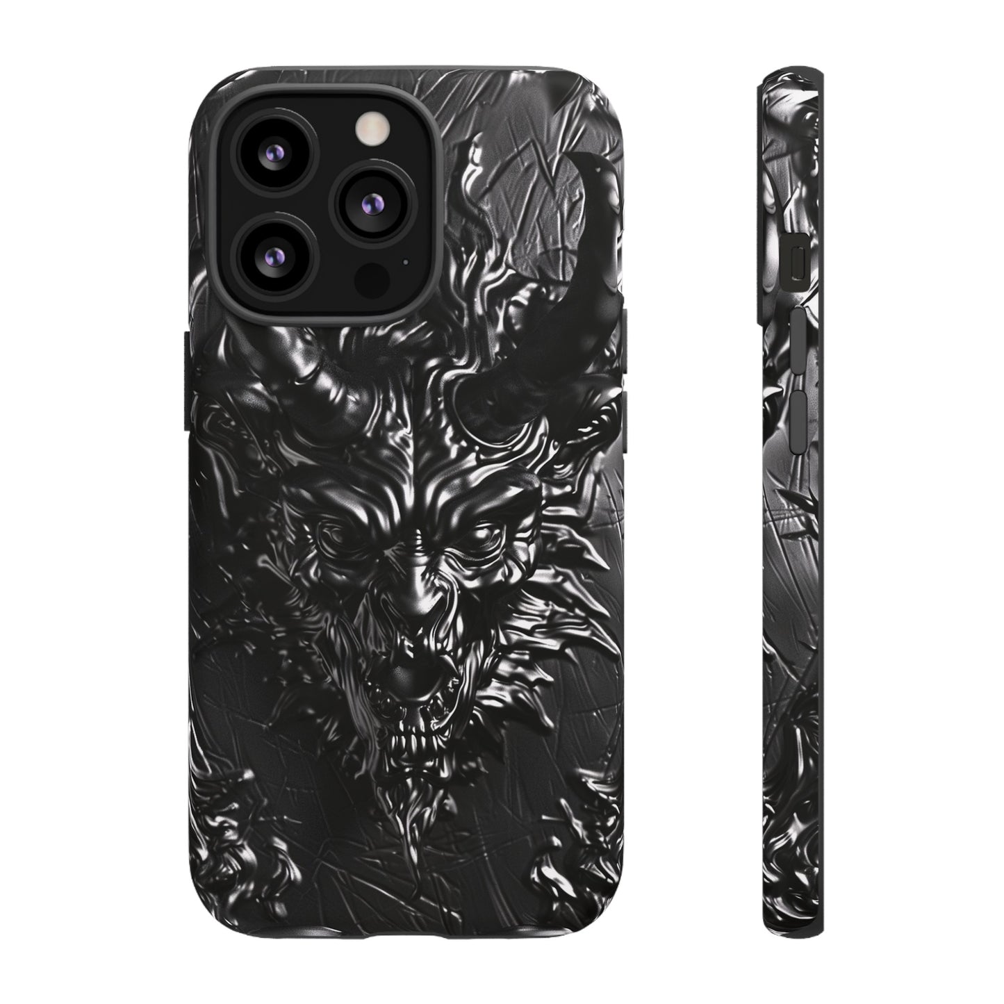 Silver Devil Phone Case – Gothic Demon Design for iPhone, Samsung Galaxy, and Google Pixel Devices