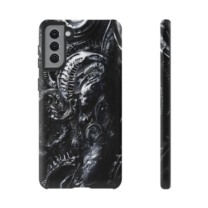 Biomechanical Transhumanism Phone Case – Alien Horror Design for iPhone and Samsung Galaxy Devices