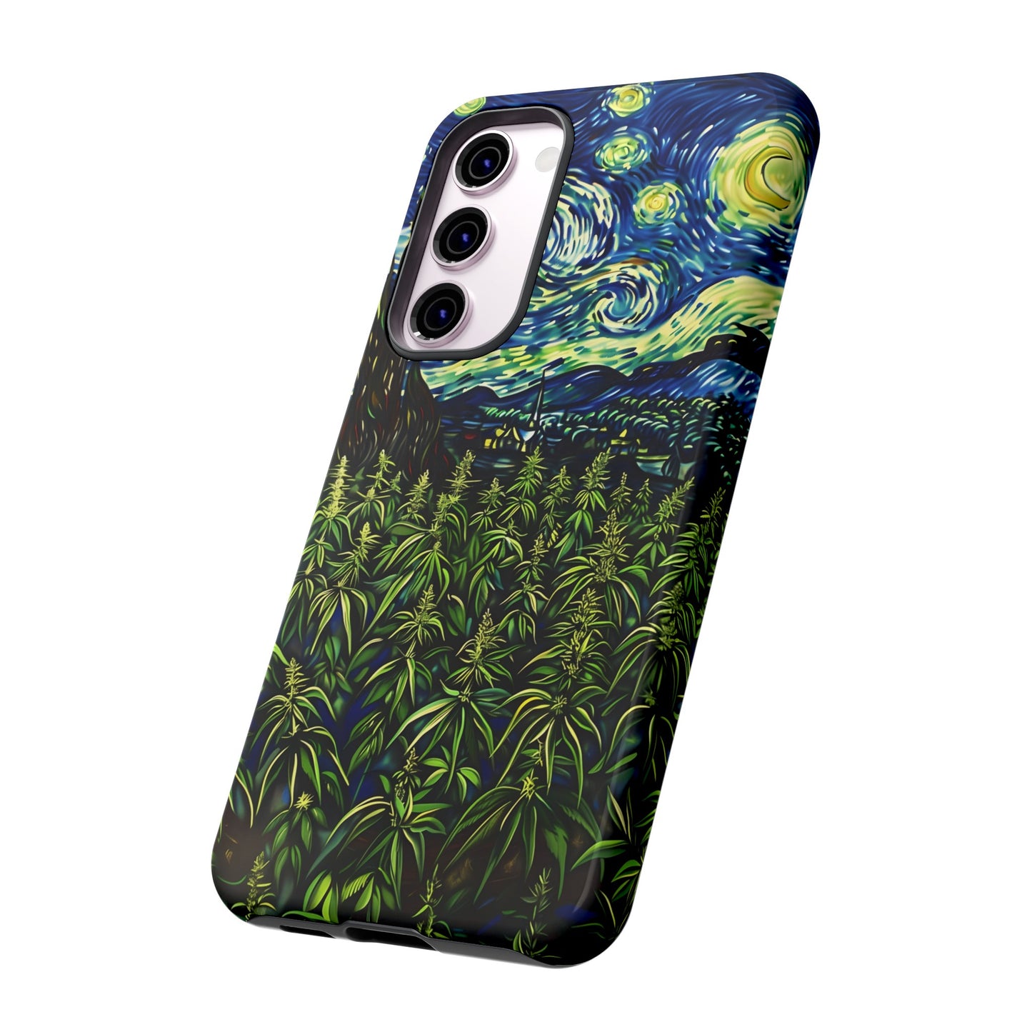 Fields of Weed Starry Night Phone Case – Artistic Marijuana Design for iPhone, Samsung Galaxy, and Google Pixel Devices