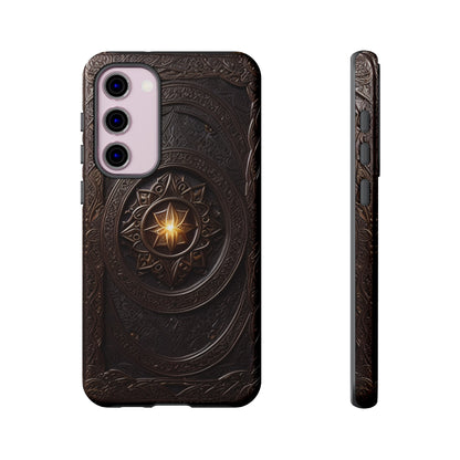 Intricate Leather Flower Tough Phone Case – Elegant Floral Design for iPhone, Samsung Galaxy, and Google Pixel Devices