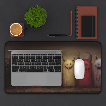 Whimsical Monster Friends Desk Mat - Cute and Creepy Desktop Decor for Gamers and Artists