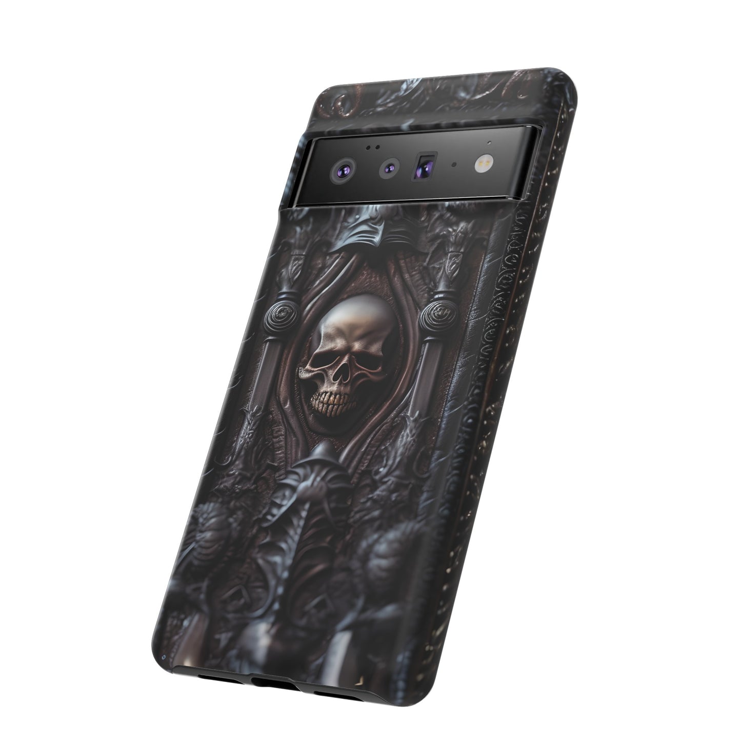 Dark Grimoire of Death Tough Phone Case – Gothic Skull Vampiric Design for iPhone, Samsung Galaxy, and Google Pixel Devices