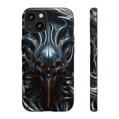 Metallic Alien Mask Phone Case – Futuristic Alien Horror Design for iPhone, Samsung Galaxy, and Google Pixel Devices