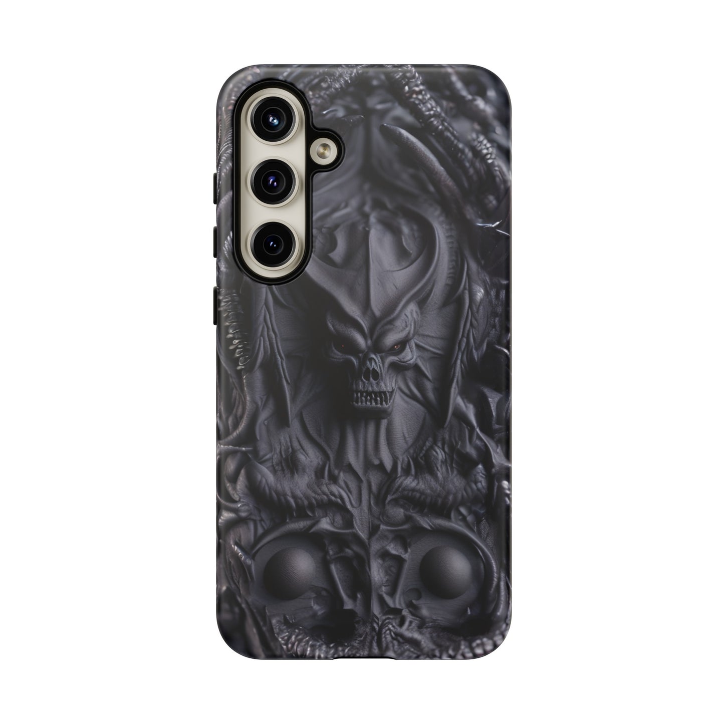 Black Demon Phone Case – Horned Hell Horror Design for iPhone, Samsung Galaxy, and Google Pixel Devices