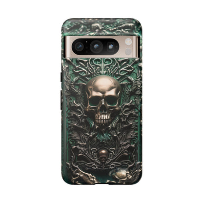 Green Skull Phone Case – Ornate Gothic Design for iPhone, Samsung Galaxy, and Google Pixel Devices