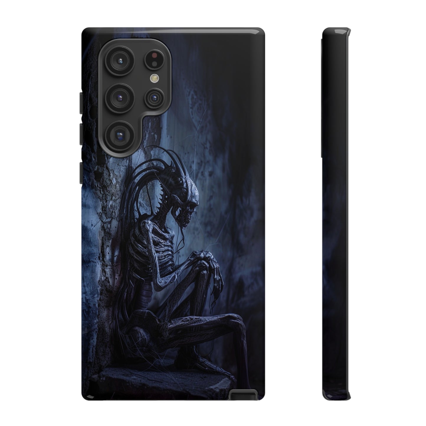 Gothic Alien Skeleton iPhone Case - Sci-Fi Horror Design