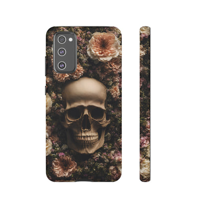 Skull and Flowers #2 Phone Case – Gothic Floral Design for iPhone, Samsung Galaxy, and Google Pixel Devices