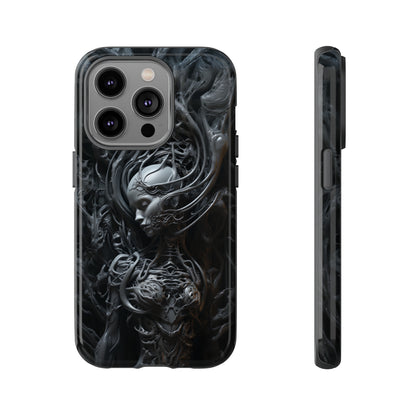 Biomechanical Beauty Phone Case – Futuristic Alien Design for iPhone, Samsung Galaxy, and Google Pixel Devices