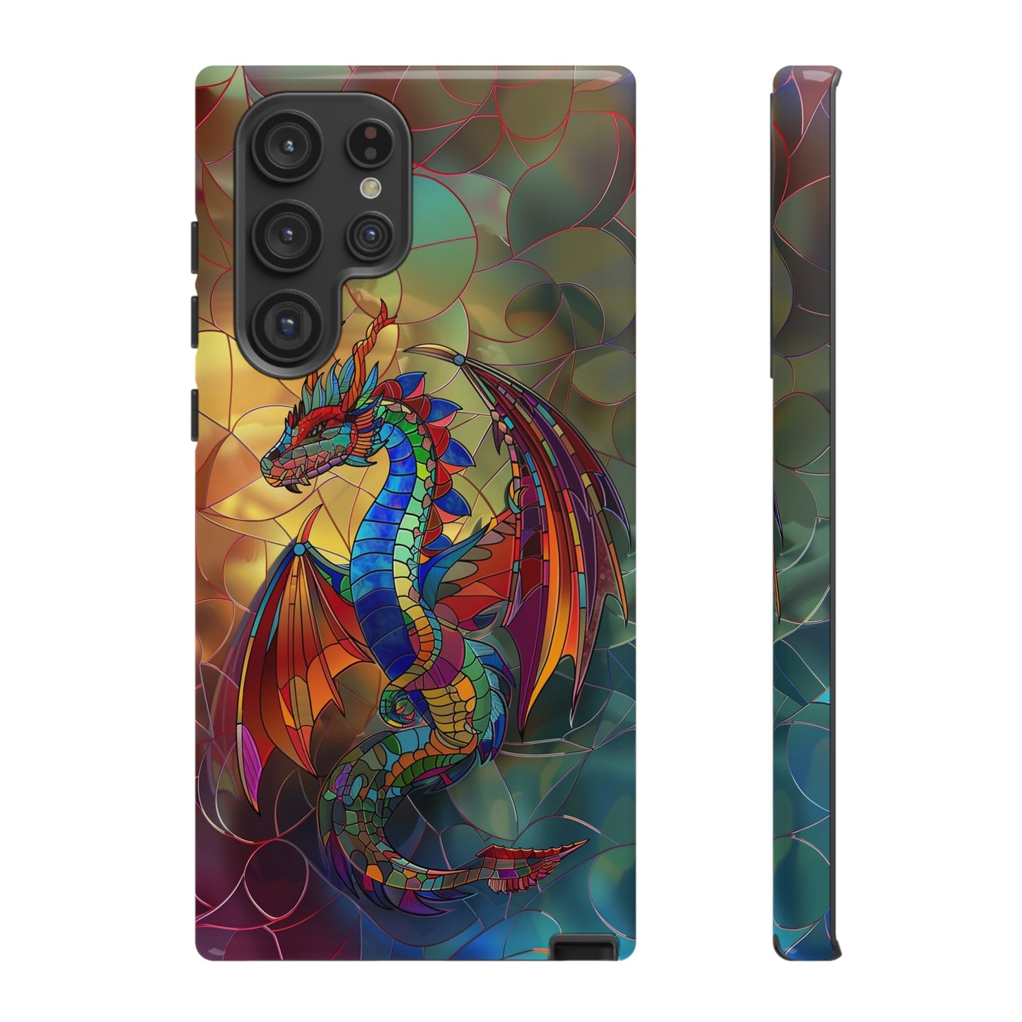 Stained Glass Dragon Phone Case - Colorful Fantasy Design for iPhone, Samsung Galaxy, Google Pixel Devices