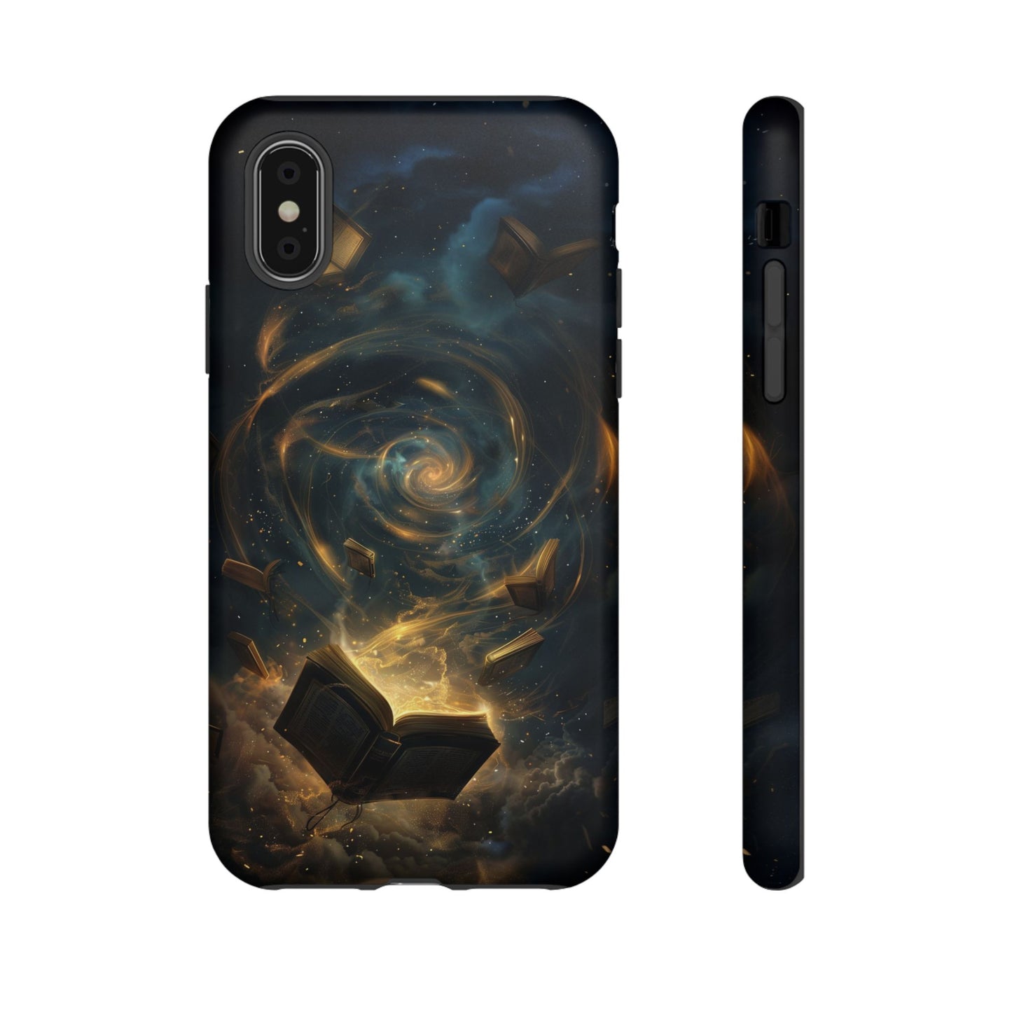 Magical Galaxy Swirling Books Phone Case - Celestial Book Lover's Gift for iPhone, Samsung Galaxy, and Google Pixel Devices