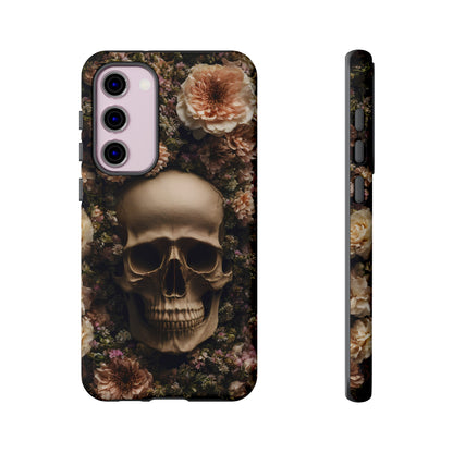 Skull and Flowers #2 Phone Case – Gothic Floral Design for iPhone, Samsung Galaxy, and Google Pixel Devices