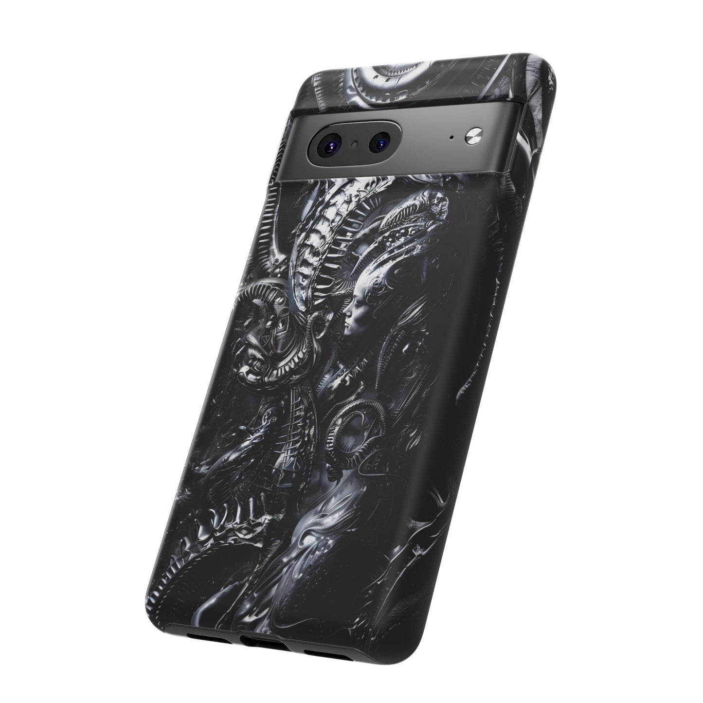 Biomechanical Transhumanism Phone Case – Alien Horror Design for iPhone and Samsung Galaxy Devices