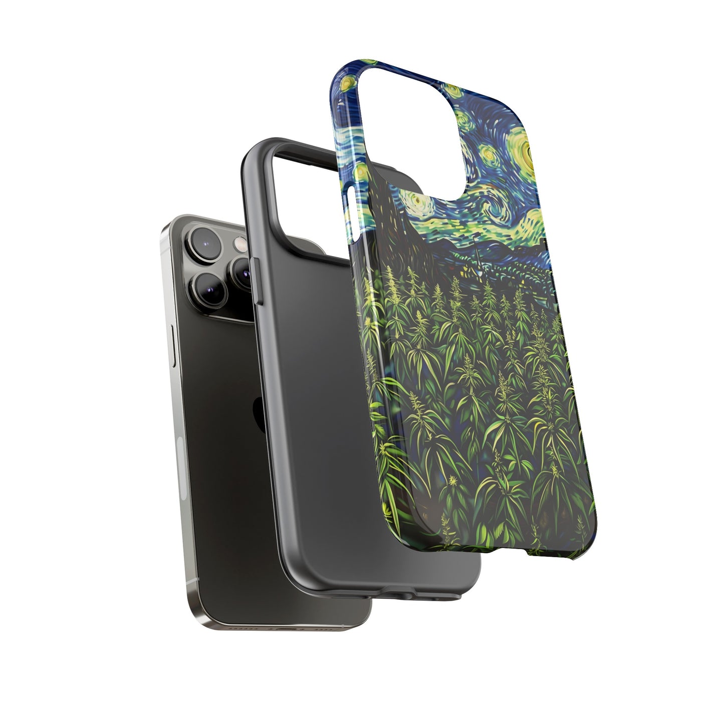 Fields of Weed Starry Night Phone Case – Artistic Marijuana Design for iPhone, Samsung Galaxy, and Google Pixel Devices