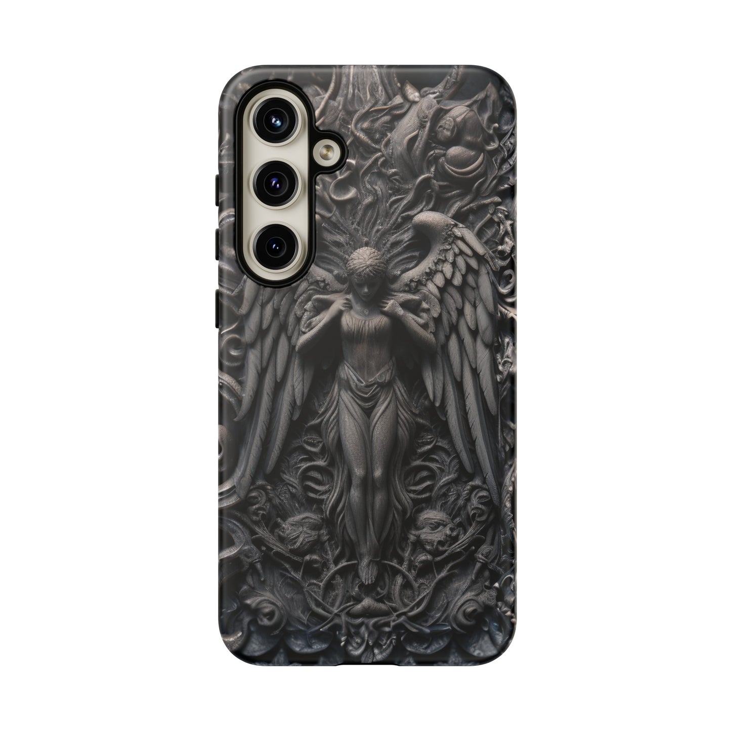 Grey Angel Phone Case – Gothic Marble Statue Design for iPhone, Samsung Galaxy, and Google Pixel Devices