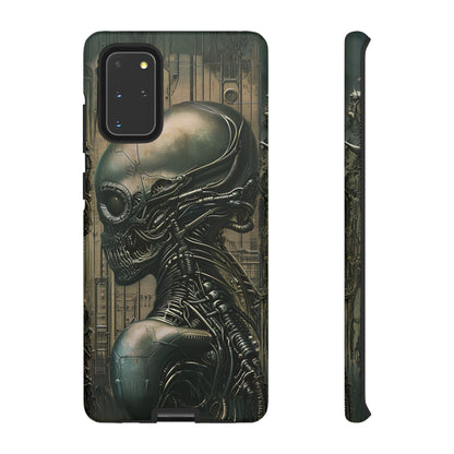 Biomechanical Android Phone Case – Futuristic Alien Horror H.R. Giger-Inspired Design for iPhone, Samsung Galaxy, and Google Pixel Devices