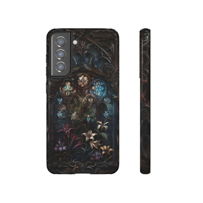 Elegant Gothic Flower Art Phone Case - Intricate Floral Design for iPhone, Samsung Galaxy, and Google Pixel Devices