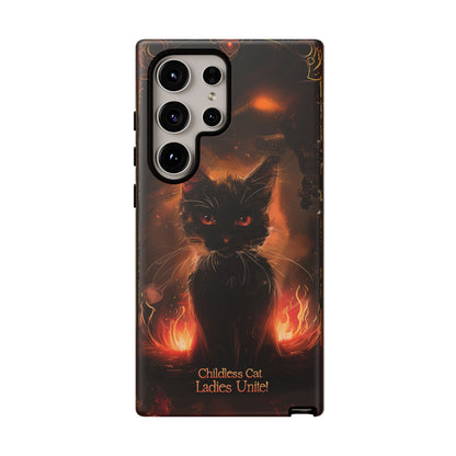 Childless Cat Ladies Unite Phone Case - Gothic Black Cat For iPhone, Samsung Galaxy, and Google Pixel Devices