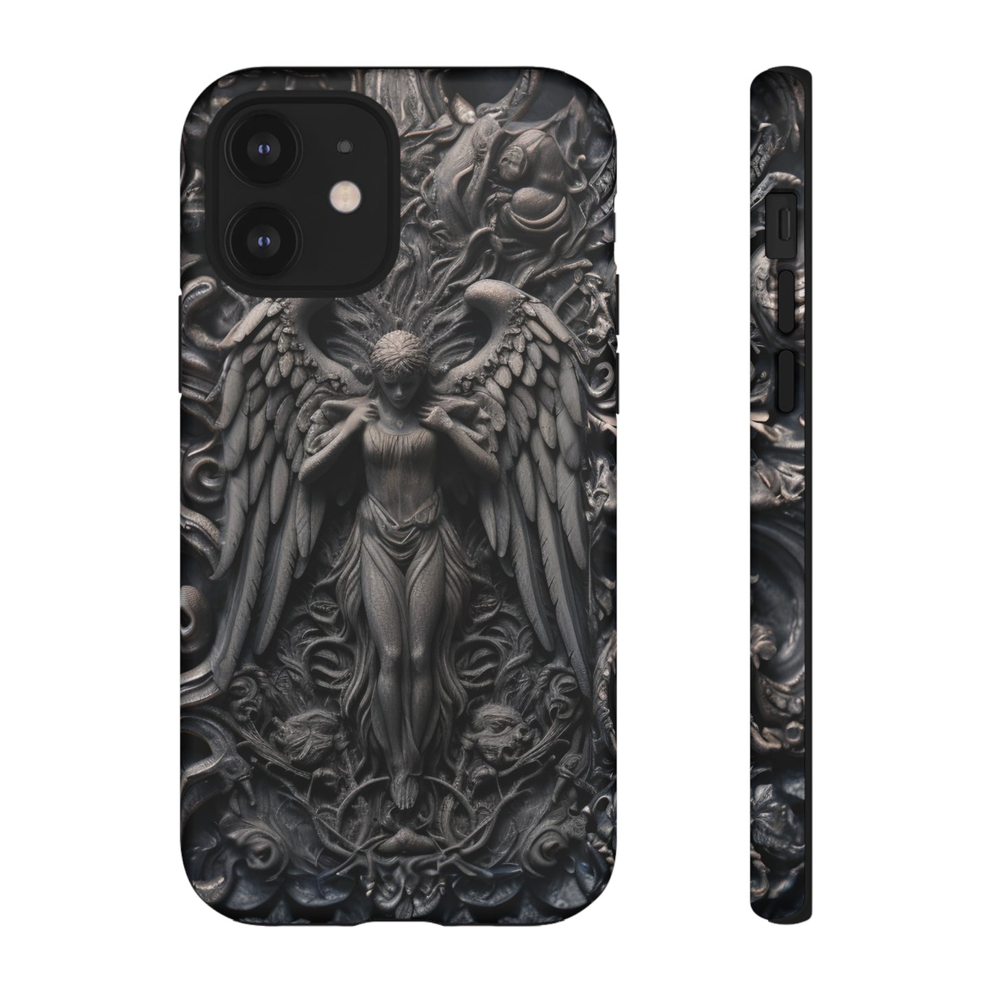 Grey Angel Phone Case – Gothic Marble Statue Design for iPhone, Samsung Galaxy, and Google Pixel Devices