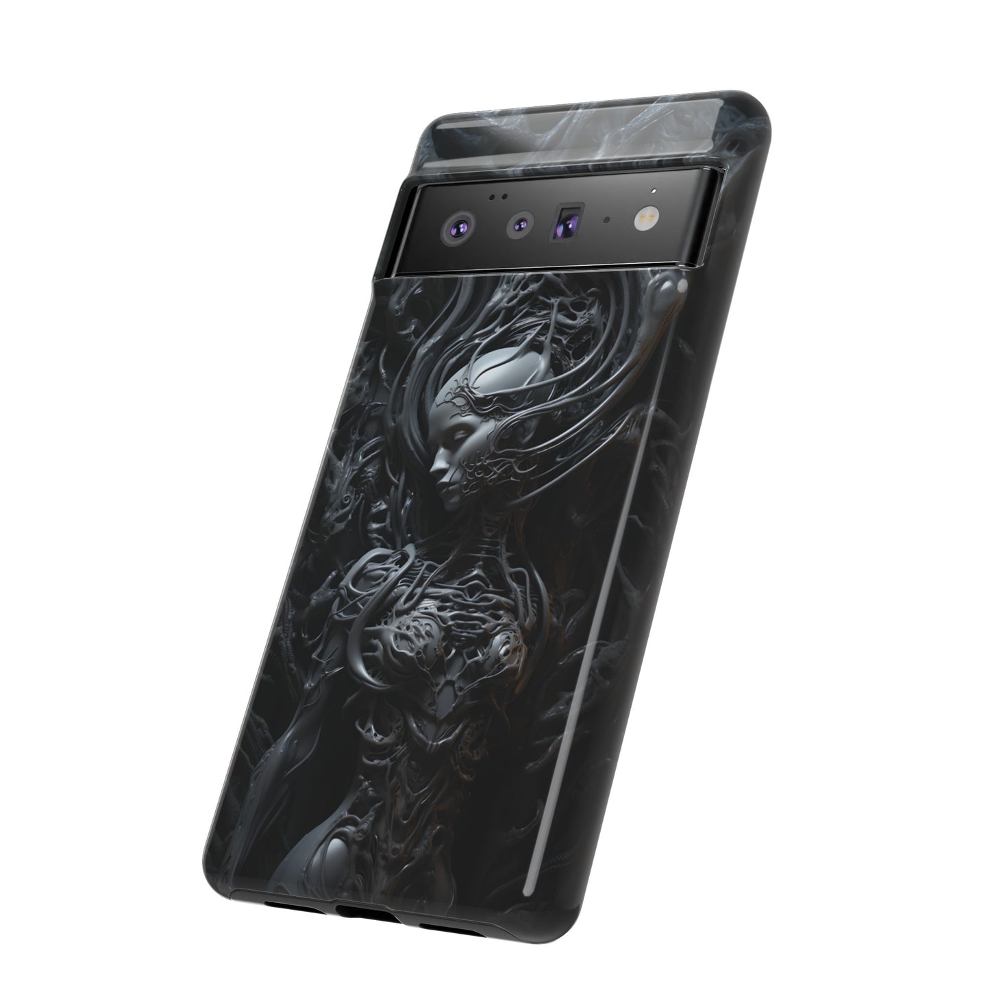 Biomechanical Beauty Phone Case – Futuristic Alien Design for iPhone, Samsung Galaxy, and Google Pixel Devices