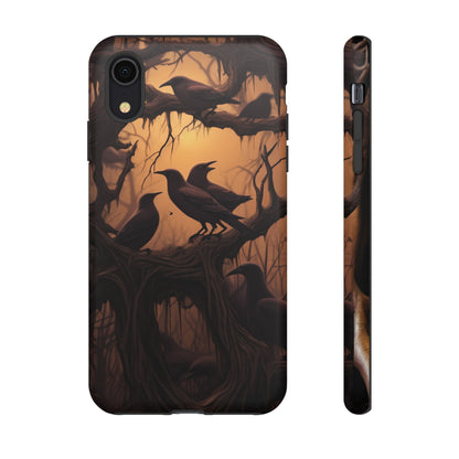 Ravens at Dusk Phone Case – Gothic Halloween Design with Edgar Allan Poe Inspired Crows for iPhone, Samsung Galaxy, and Google Pixel Devices