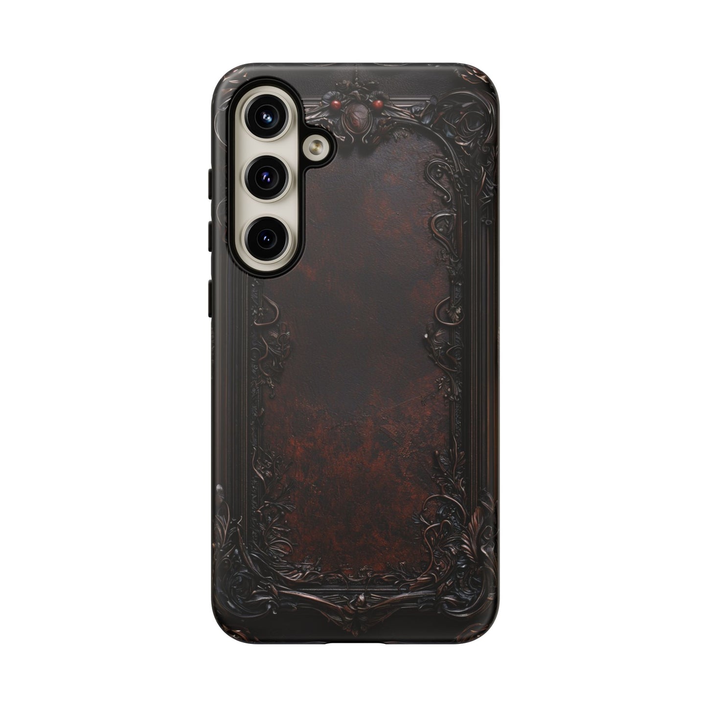 Gothic Ornate Leather-Inspired Phone Case - Dark Aesthetic Cover