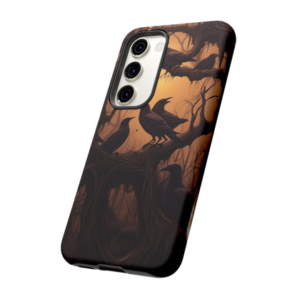 Ravens at Dusk Phone Case – Gothic Halloween Design with Edgar Allan Poe Inspired Crows for iPhone, Samsung Galaxy, and Google Pixel Devices