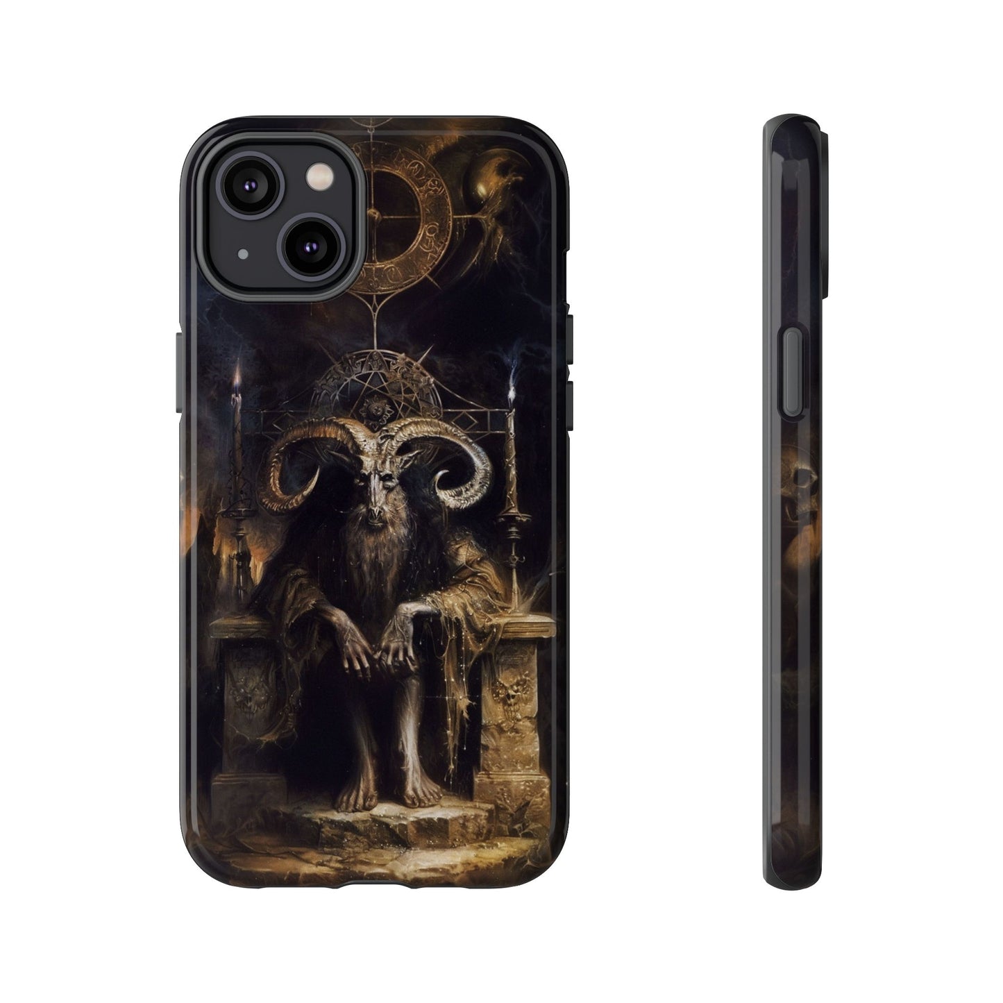 Dark Gothic Goat Demon Phone Case - Occult Horned Beast Art Design