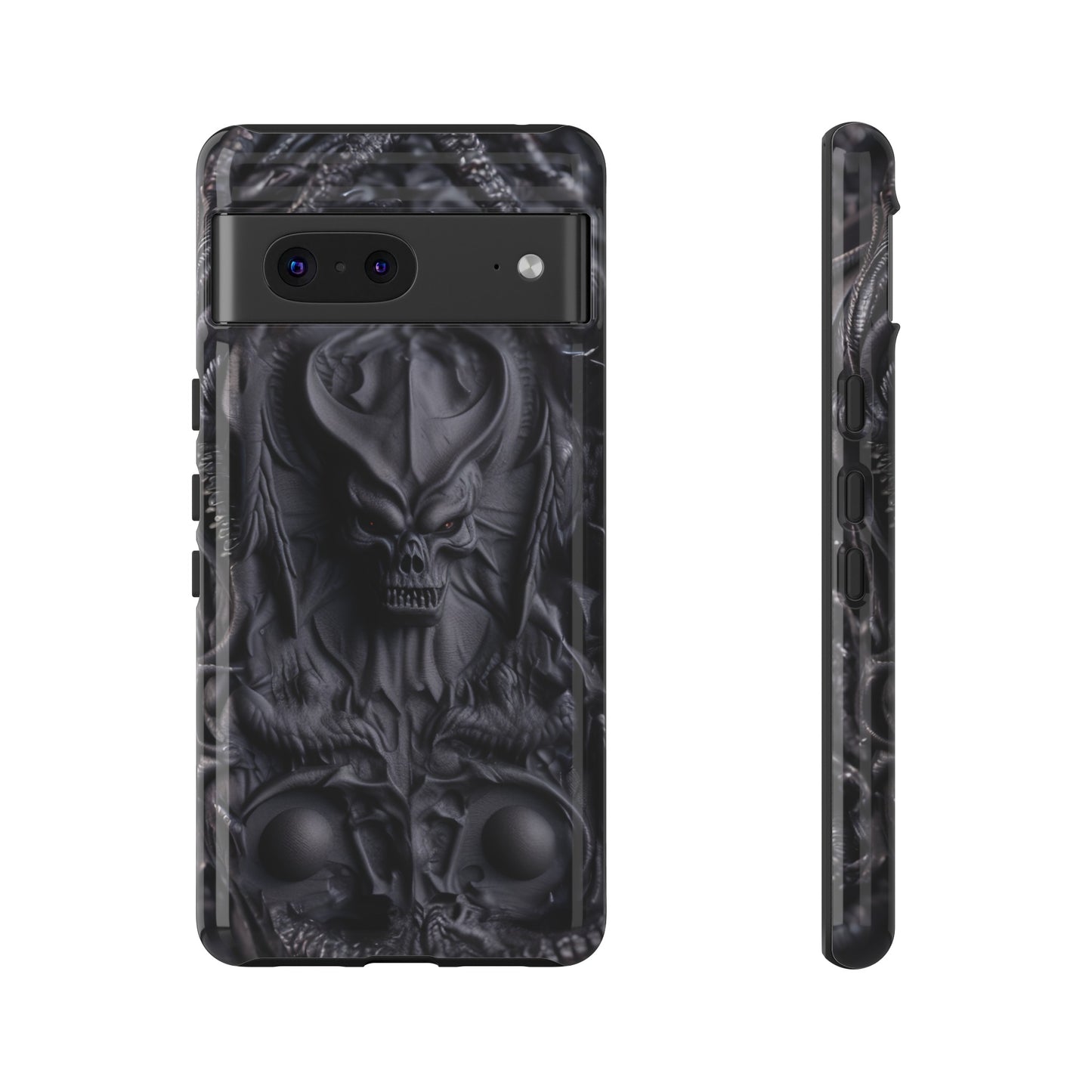 Black Demon Phone Case – Horned Hell Horror Design for iPhone, Samsung Galaxy, and Google Pixel Devices