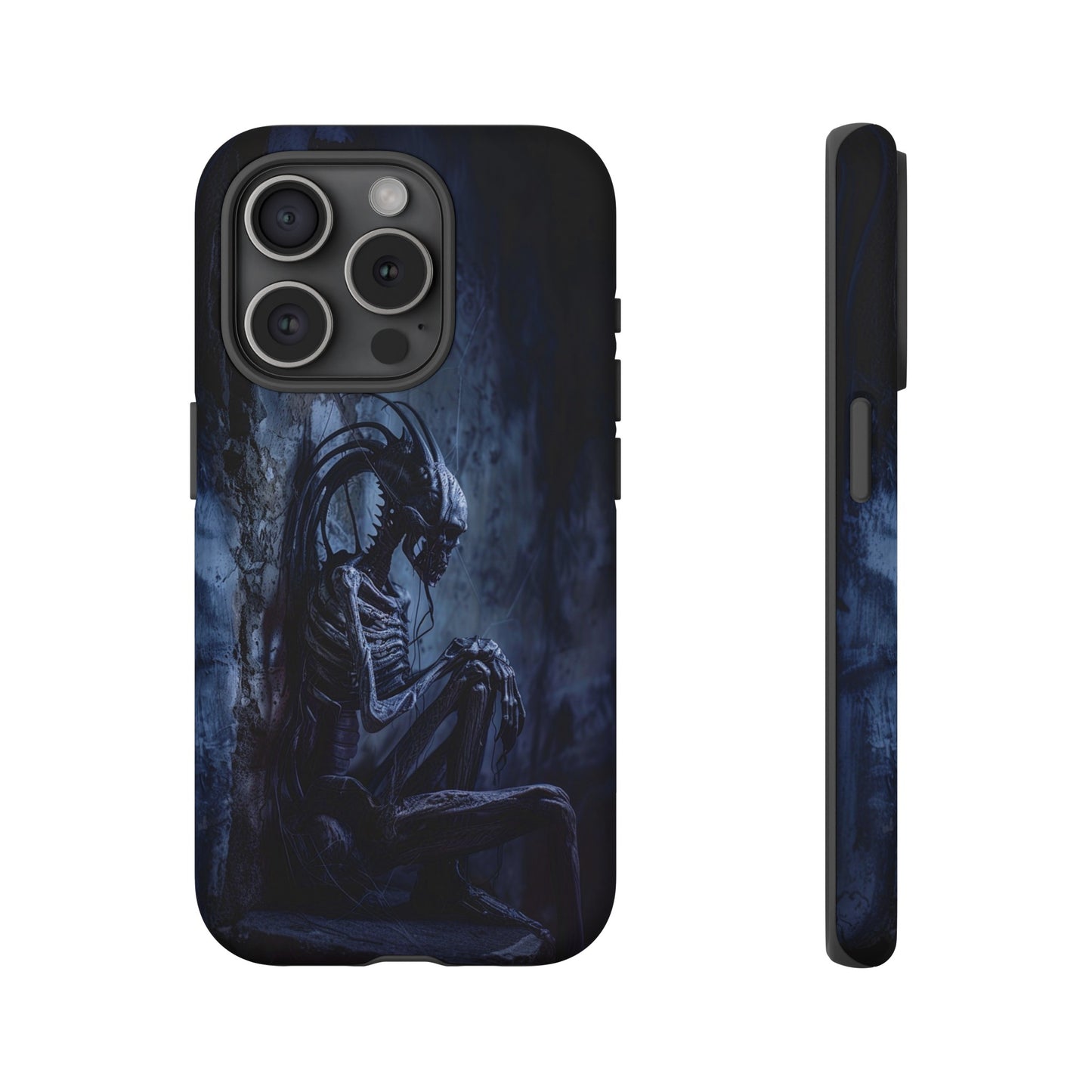 Gothic Alien Skeleton iPhone Case - Sci-Fi Horror Design