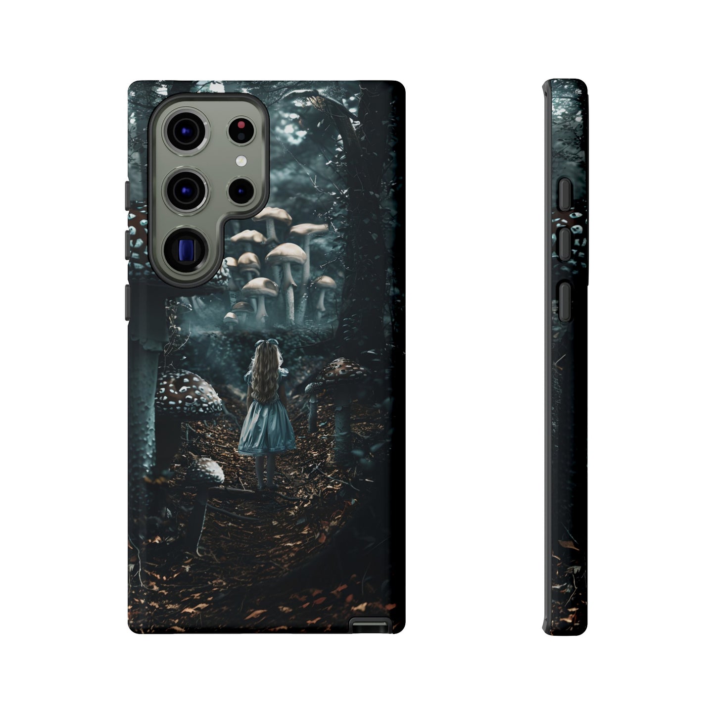 Alice in the Mushroom Forest Phone Case – Fantasy Wonderland Design for iPhone, Samsung Galaxy, and Google Pixel Devices