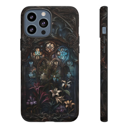 Elegant Gothic Flower Art Phone Case - Intricate Floral Design for iPhone, Samsung Galaxy, and Google Pixel Devices