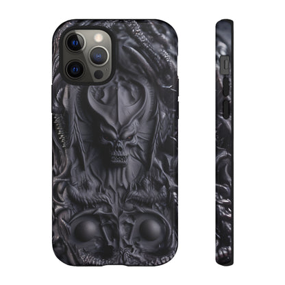 Black Demon Phone Case – Horned Hell Horror Design for iPhone, Samsung Galaxy, and Google Pixel Devices