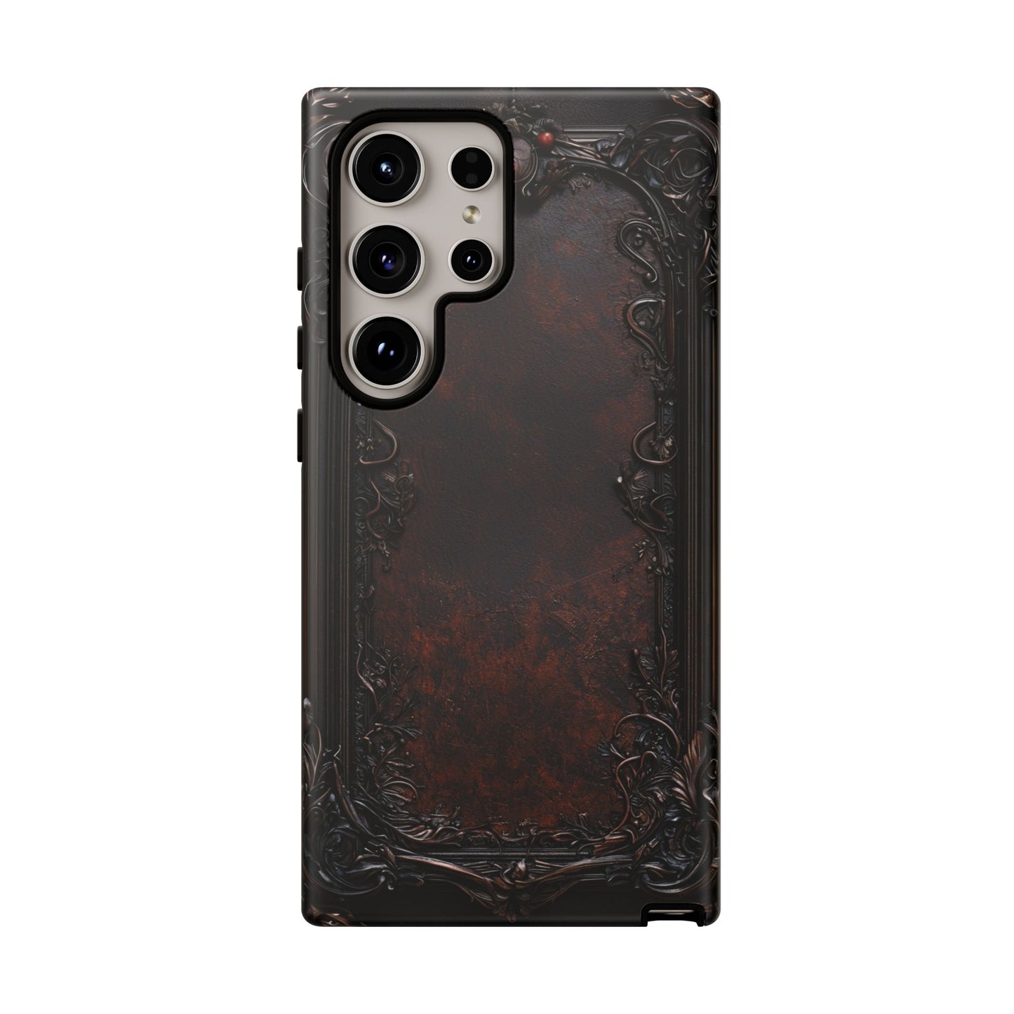 Gothic Ornate Leather-Inspired Phone Case - Dark Aesthetic Cover