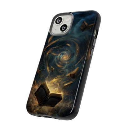 Magical Galaxy Swirling Books Phone Case - Celestial Book Lover's Gift for iPhone, Samsung Galaxy, and Google Pixel Devices