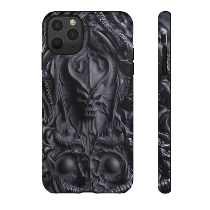 Black Demon Phone Case – Horned Hell Horror Design for iPhone, Samsung Galaxy, and Google Pixel Devices