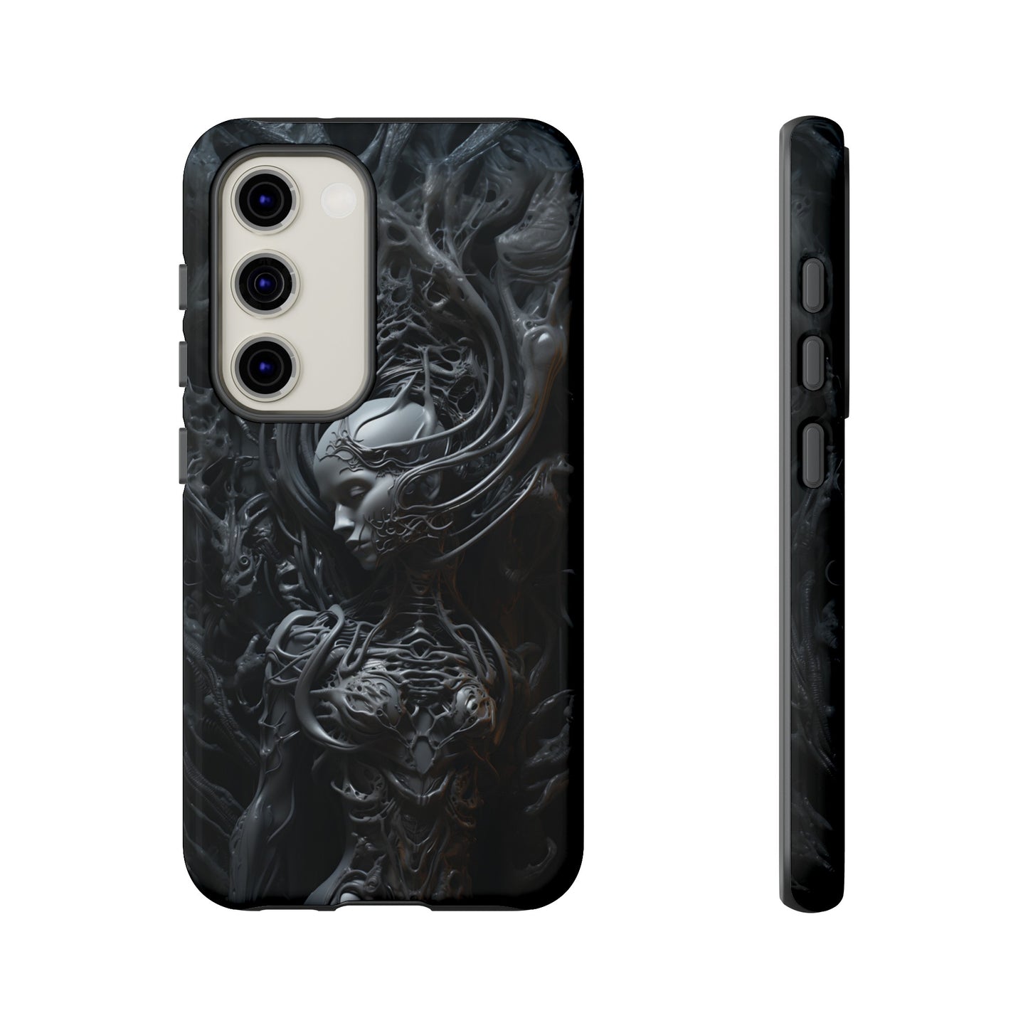 Biomechanical Beauty Phone Case – Futuristic Alien Design for iPhone, Samsung Galaxy, and Google Pixel Devices