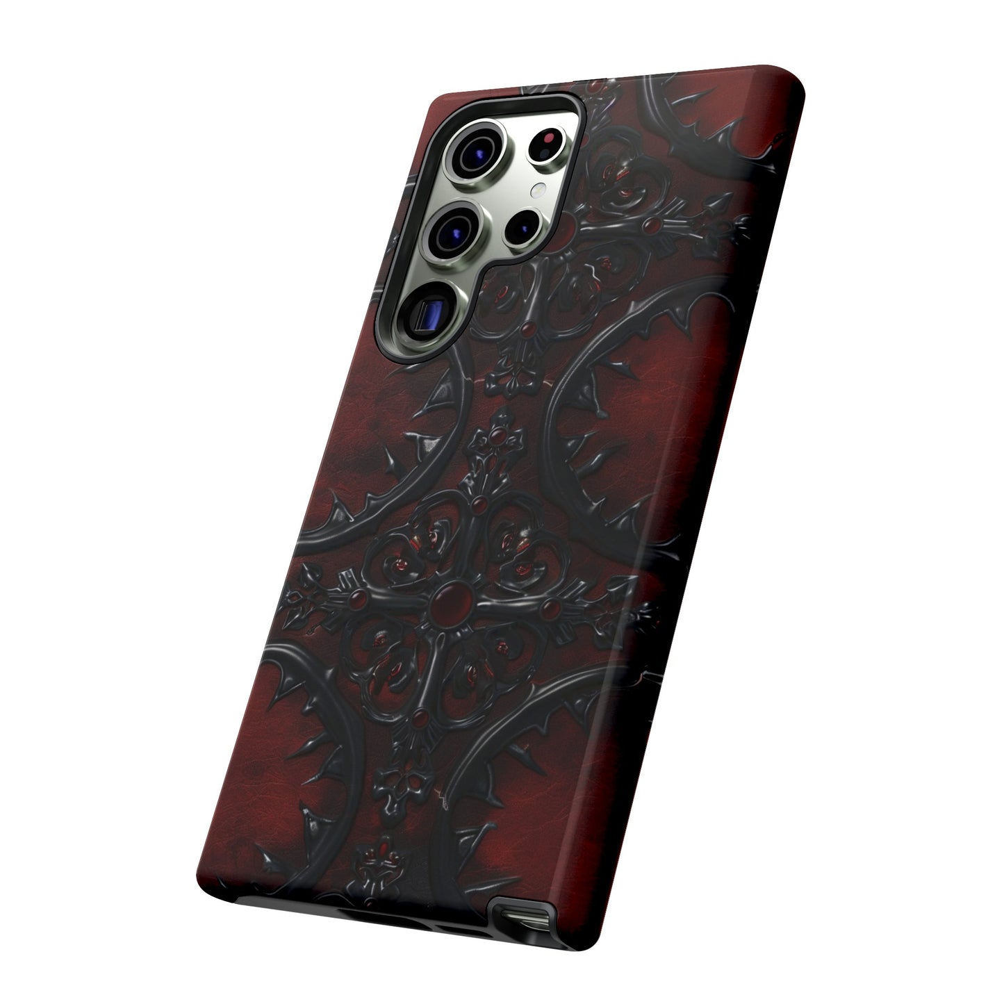 Vampiric Leather Phone Case for iPhone, Samsung Galaxy, and Google Pixel Devices - Gothic Ornate Design