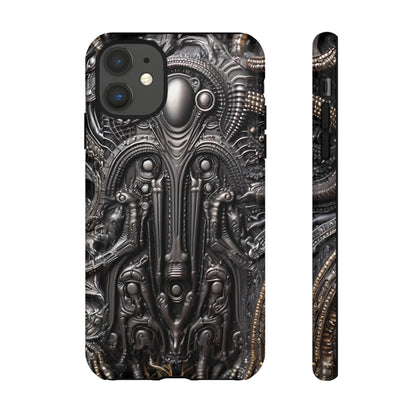 Biomechanical Horror Phone Case – Dark Sci-Fi Design for iPhone, Samsung Galaxy, Google Pixel Devices